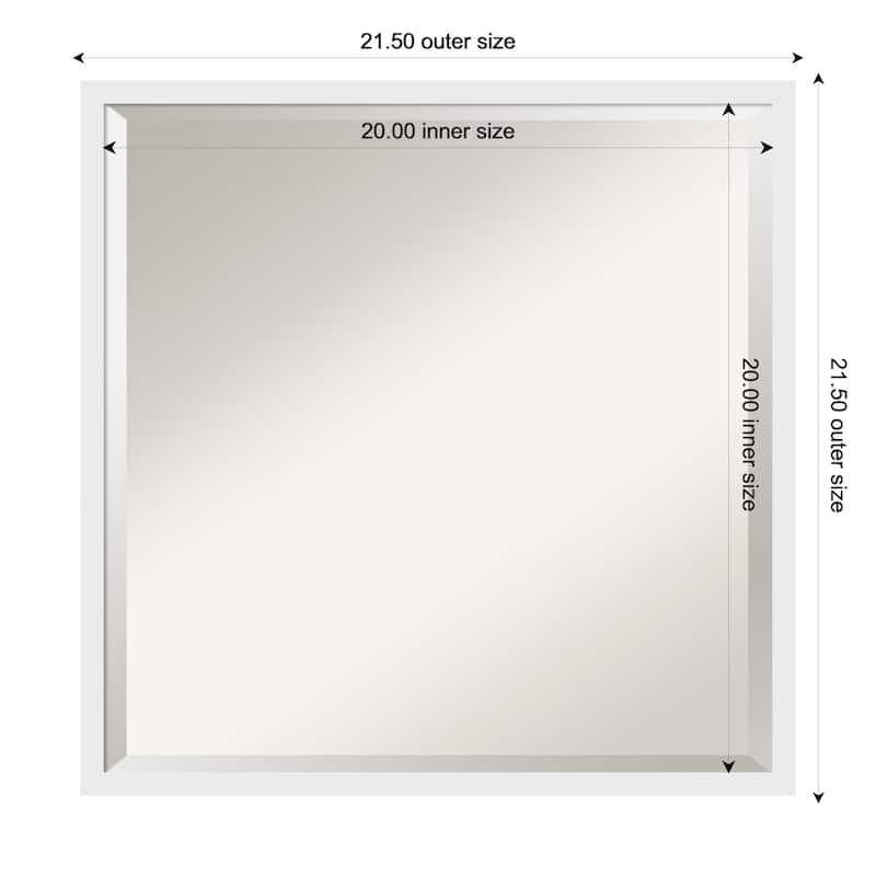 Incline Beveled Wood Framed Wall Mirror - 22 x 22 in - Incline White