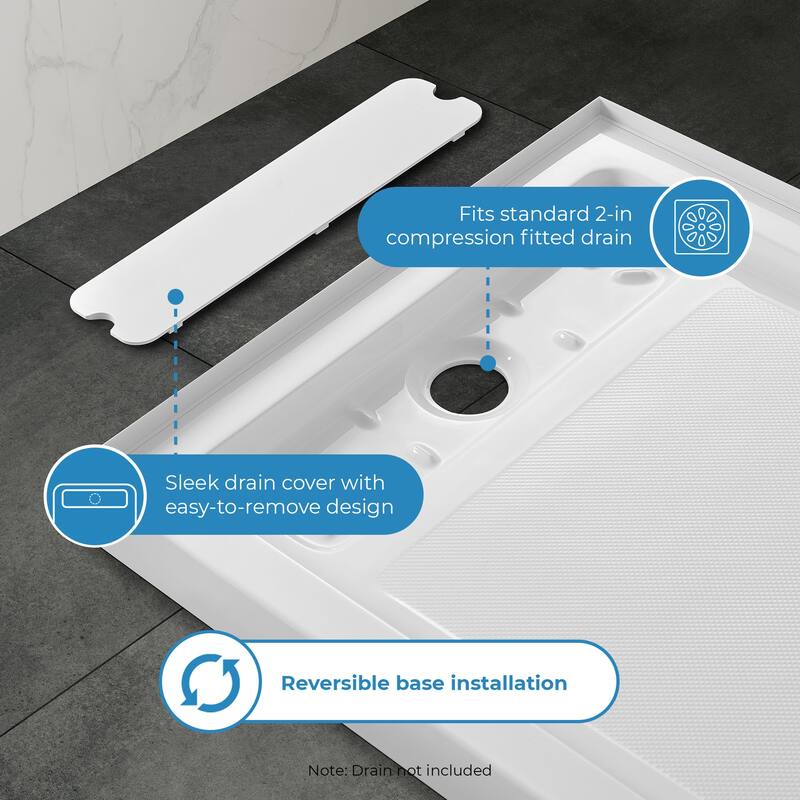 OVE DECORS Adena White Shower Base 60x36 in white