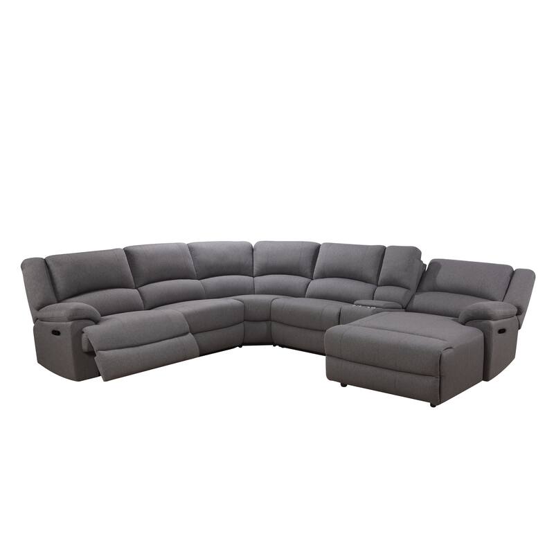 Abbyson Living Fletcher 6 PC Fabric Reclining Sectional, Gray
