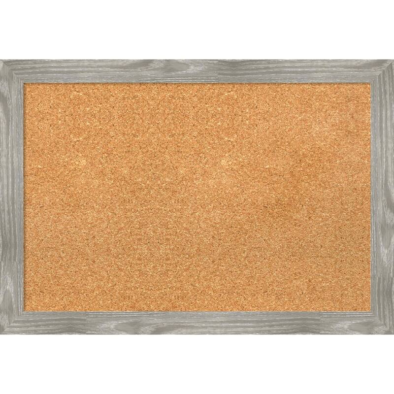 Dove Greywash Square Framed Cork Bulletin Memo Board - 26-Inch x 18-Inch