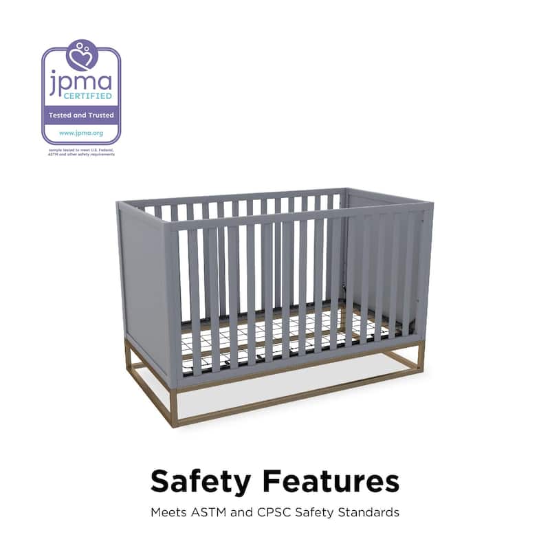 Little Seeds Haven 3 in 1 Convertible Wood Crib with Metal Base