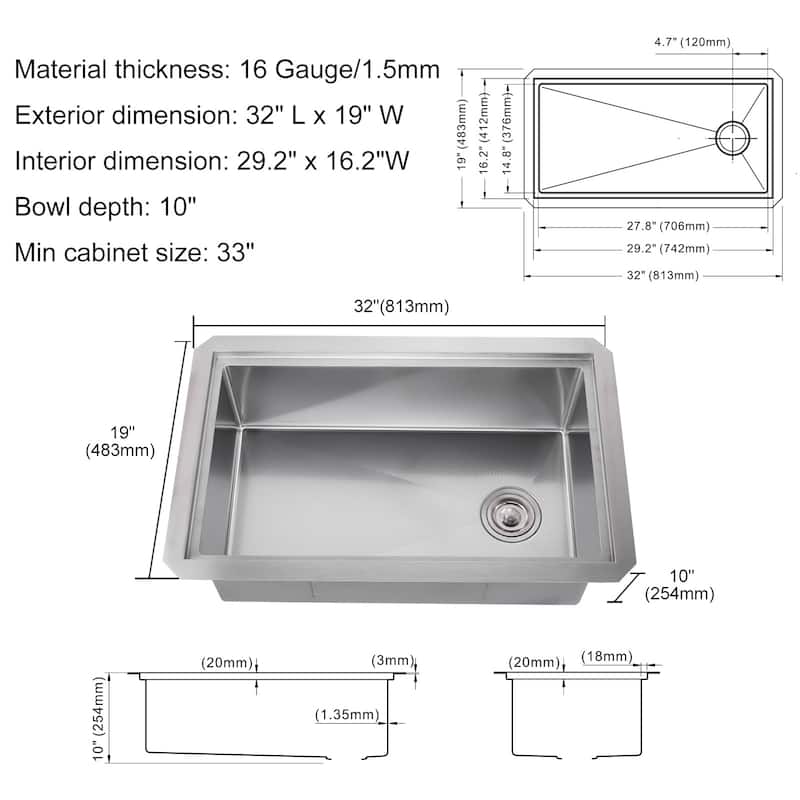 WOWOW Drop-in Single-Bowl Kitchen Sink with Honeycomb Design