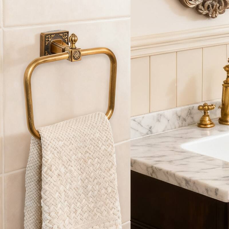 Rectangular Wall Mount Towel Ring Mid-Century Style  - 6.69'' H X 7.48'' W X 2.95'' D