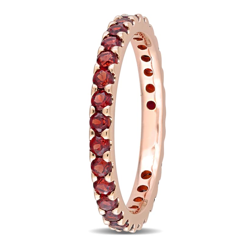 Miadora 10k Rose Gold Garnet Stackable Eternity Band Ring