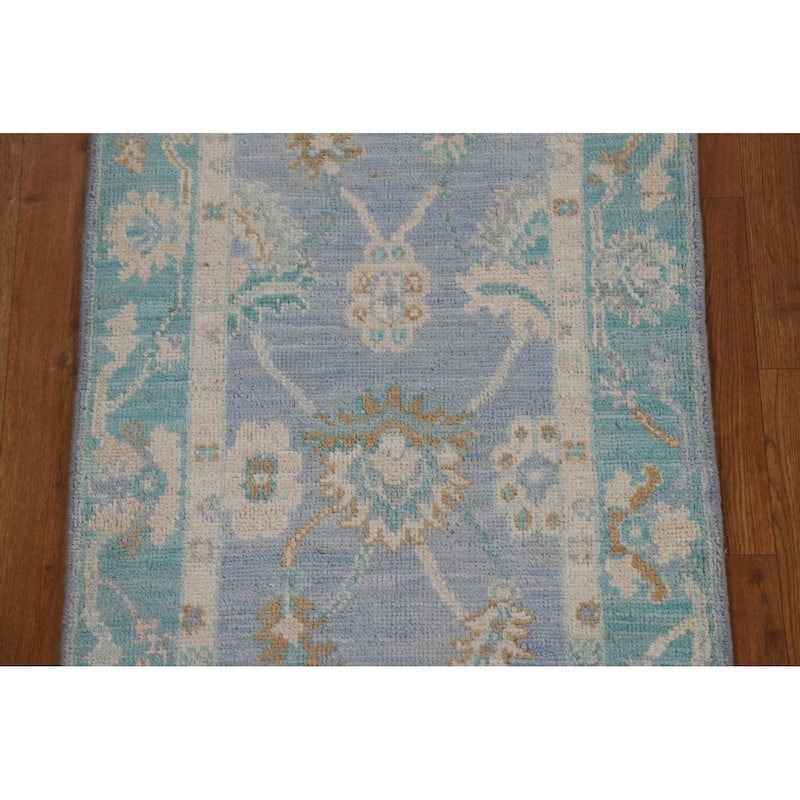 Geometric Oriental Oushak Turkish Rug Wool Hand-knotted Foyer Carpet - 2'0" x 3'11"