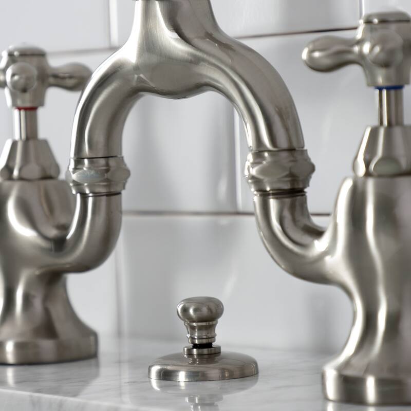 Kingston Brass English Country Bridge Bathroom Faucet with Brass Pop-Up