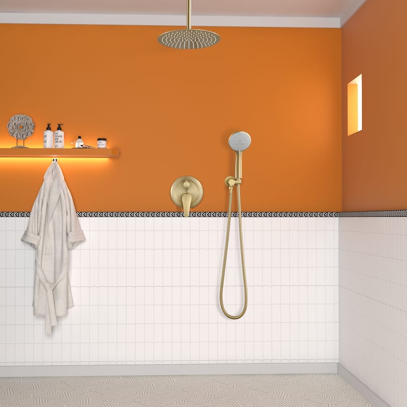 5-Spray Patterns with 2.5 GPM 12 in. Ceiling Mount Dual Shower Heads with Valve Included