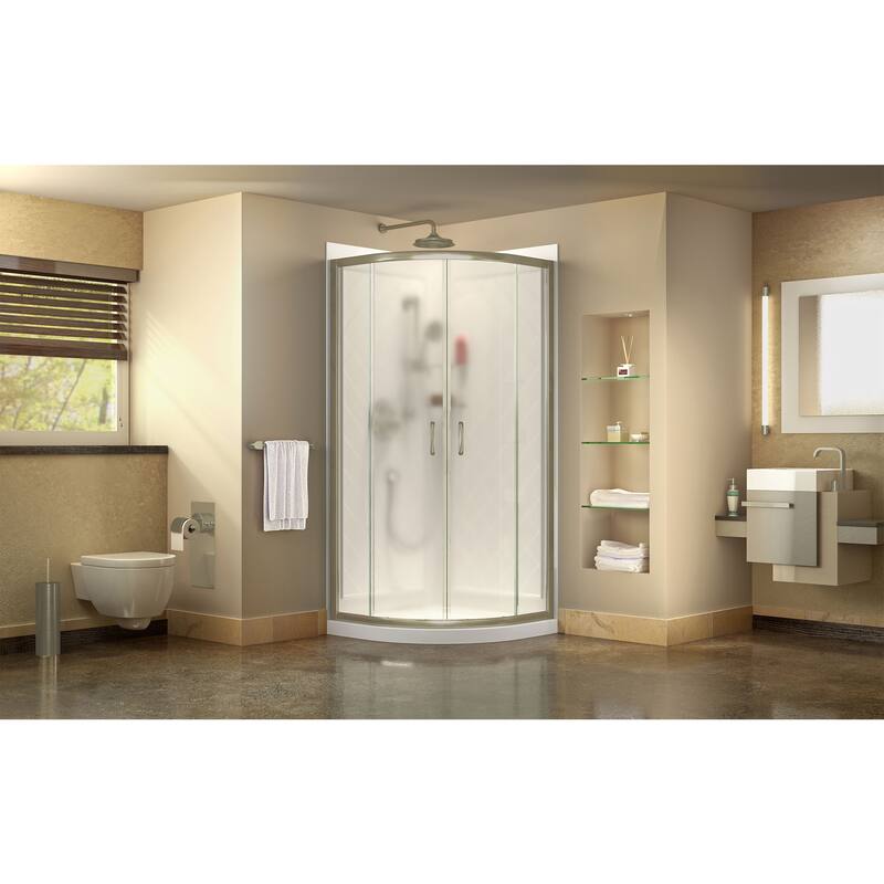 DreamLine Prime 36 in. x 36 in. x 76 3/4 in. H Shower Enclosure, Shower Base and Acrylic Backwall Kit - 36" x 36" - 36" x 36"