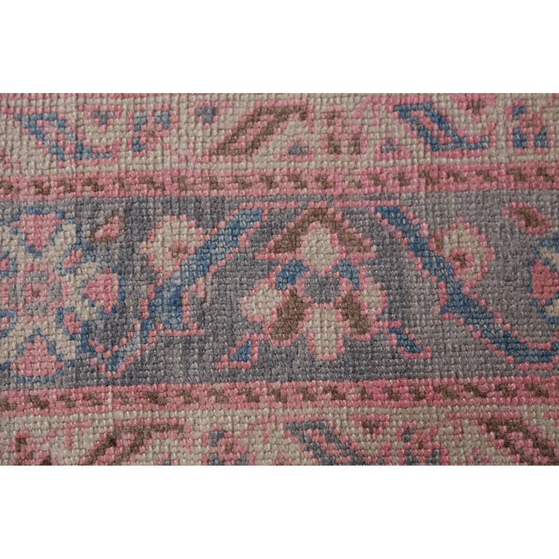 Hand Knotted Oriental 100% Wool Carpet Transitional All-Over Pink Oushak Area Rug - 16' 11'' X 6' 10''