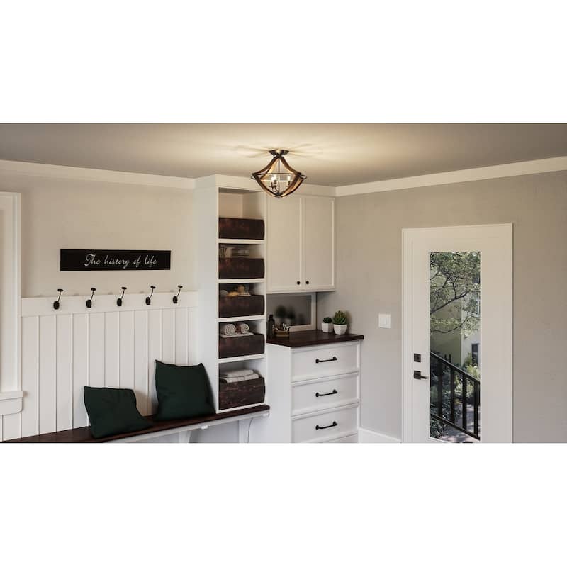 Shire 3-Light Semi-Flush Mount in Rustic Black