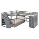preview thumbnail 6 of 18, Versatility Galore Twin-Twin over Full L-Shaped Bunk Bed With 3 Drawers, Portable Desk and Wardrobe, Maximized space, Grey