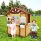 preview thumbnail 1 of 6, Outdoor Playhouse for Kids Wooden Cottage with Working Doors Windows Natural - Kids