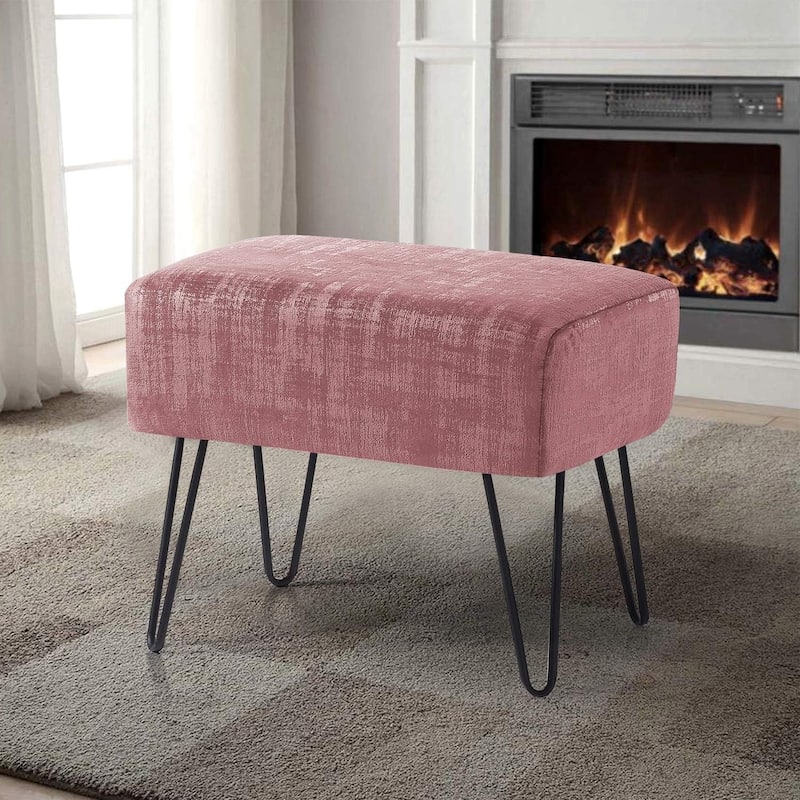 Textured Velvet Ottoman