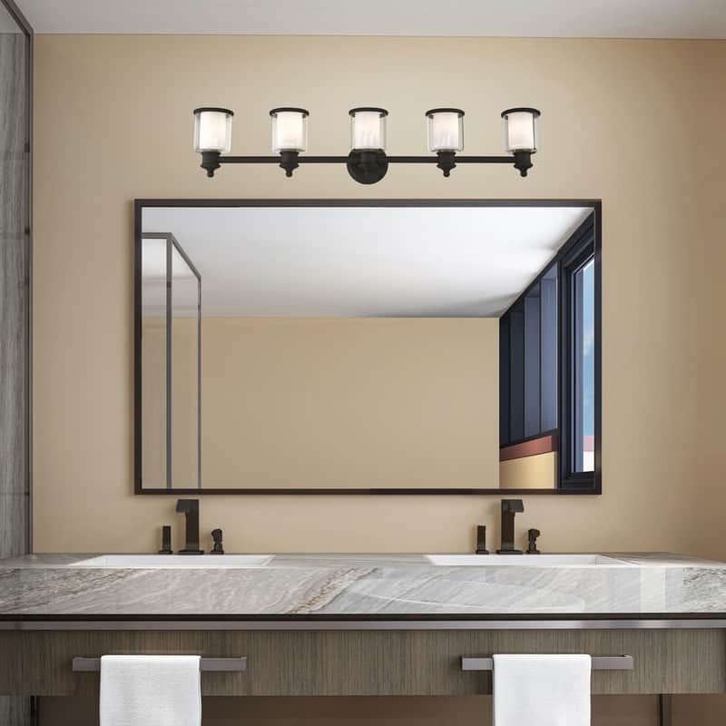Livex Lighting 5 Light Black Bath Light, 40215-04 - 45.5" W x 9" H x 6.5" Ext.