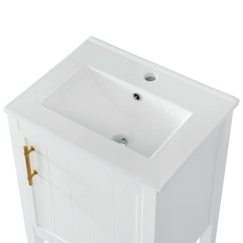 20" Bathroom Vanity with Sink, Soft Closing Door, Storage Rack and Open Shelf