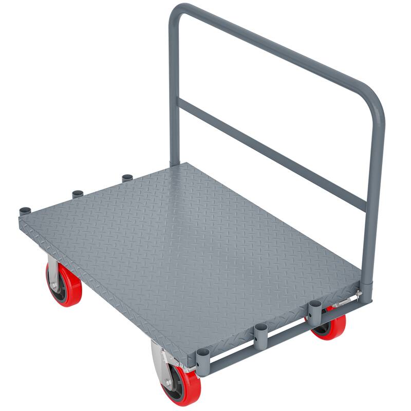 Heavy Duty Steel Panel Truck - 2000 lbs Drywall & Lumber Cart with 6" Swivel Brake Casters, Handrails, 36"x24"