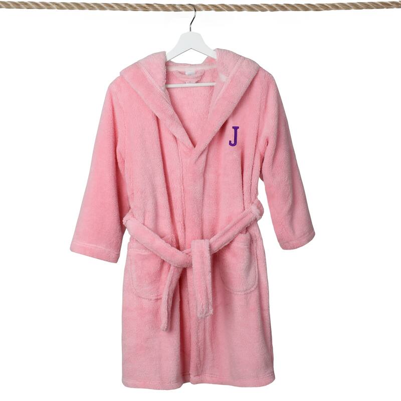 Sweet Kids 100% Polyester SUPER PLUSH Double Brushed Hooded Bathrobe with Purple Bookman Monogram