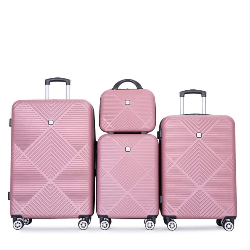 4-piece ABS Lightweight Suitcase - Pink