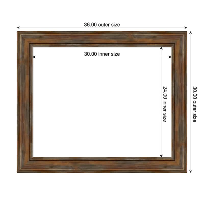 Amanti Art Alexandria Greywash Framed Dry Erase Magnetic Board - 36 x 30 in - Alexandria Rustic Brown