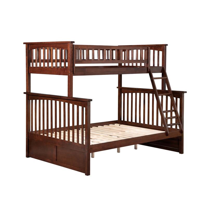 Columbia Bunk Bed Twin over Full with USB Charging Station in Walnut