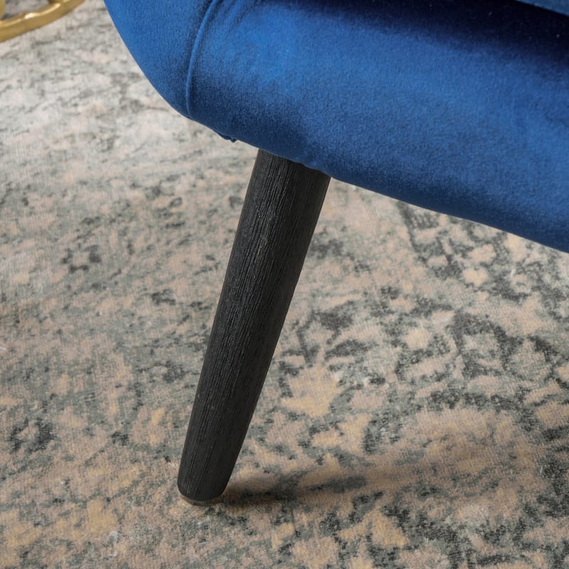 Navy Blue 34.25" Velvet Wingback Arm Chair