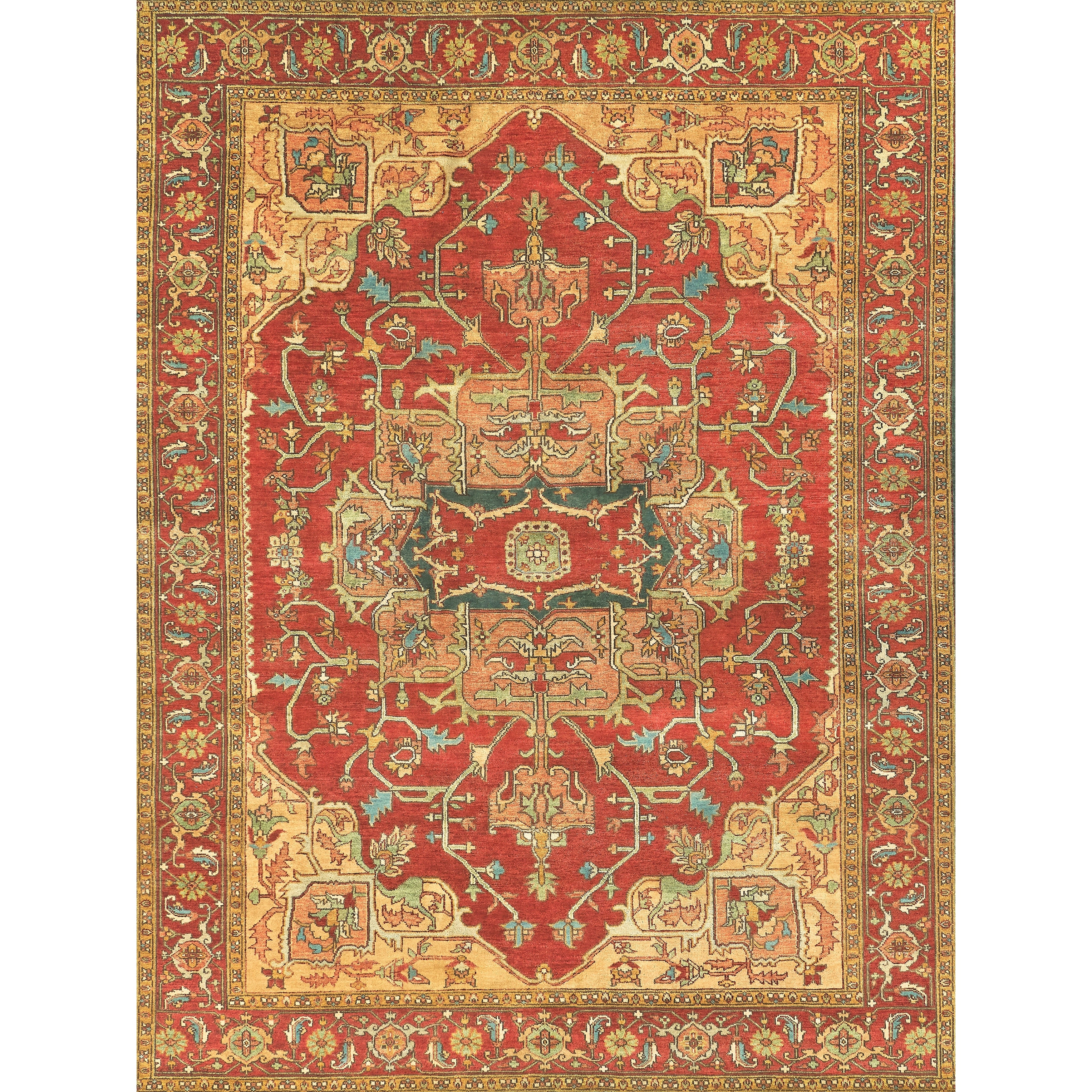 Antique Weave Serapi hand-knotted New Zealand Wool Red Area Rug