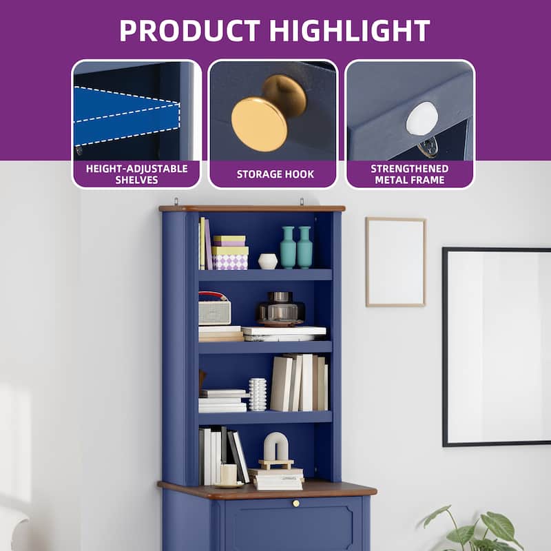 Moasis 23"W 4-Tier Open Shelves Bookcase Wood Bookshelf with Drawers for Living Room
