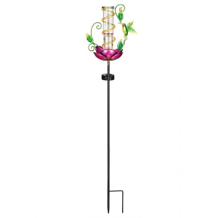 Rain Gauge Solar Stake - Hummingbird
