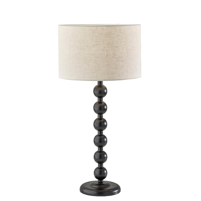HomeRoots 28" Black Solid Wood Candlestick Table Lamp With Off White Drum Shade - 13.75