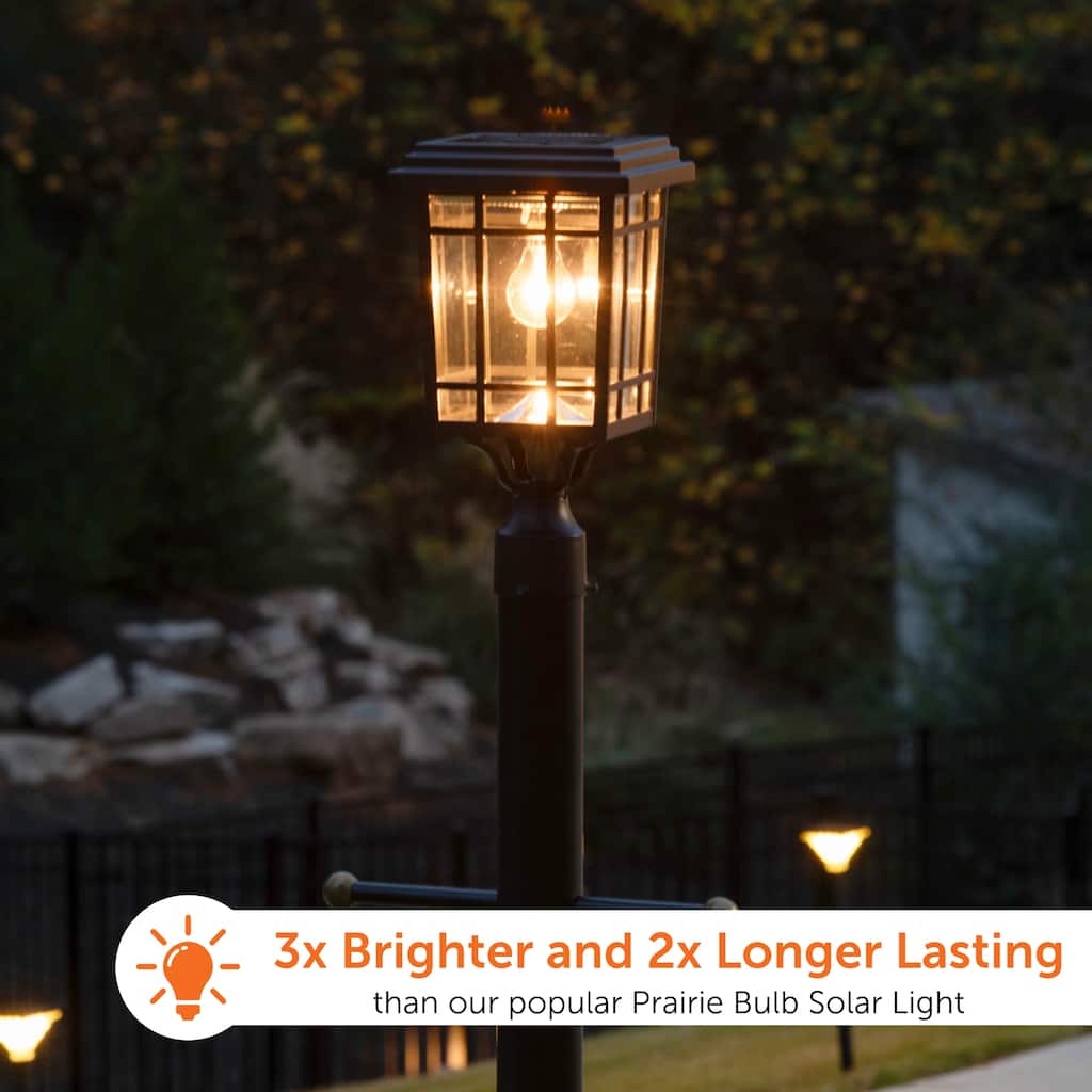 Grand Prairie Bulb Solar Light with Wall, Pier, and 3in Fitter Mounts - Black