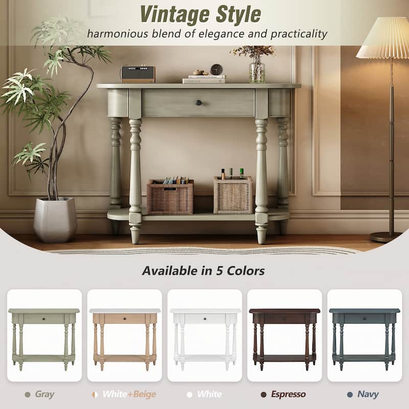 Narrow Console Table with Curved Corner (Gray)