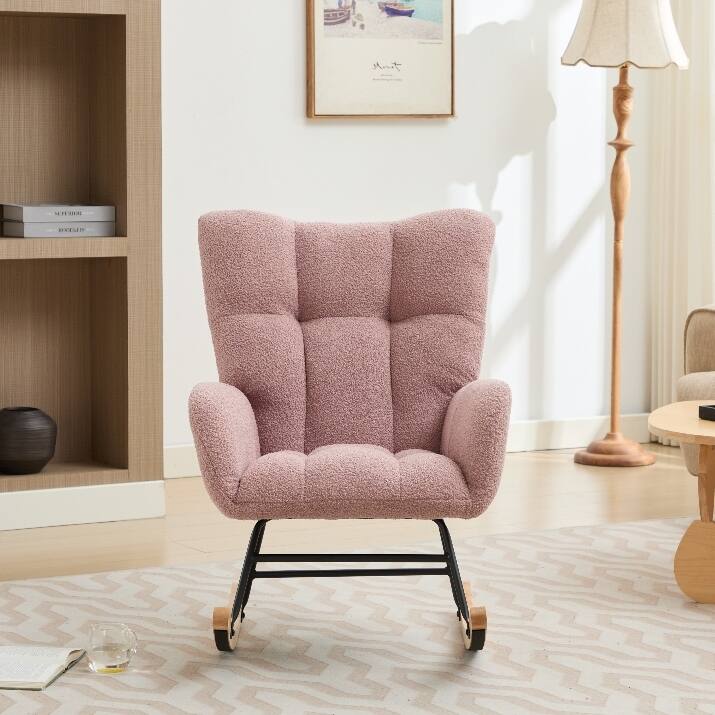 Teddy Rocking Chair with High Back & Wood Legs