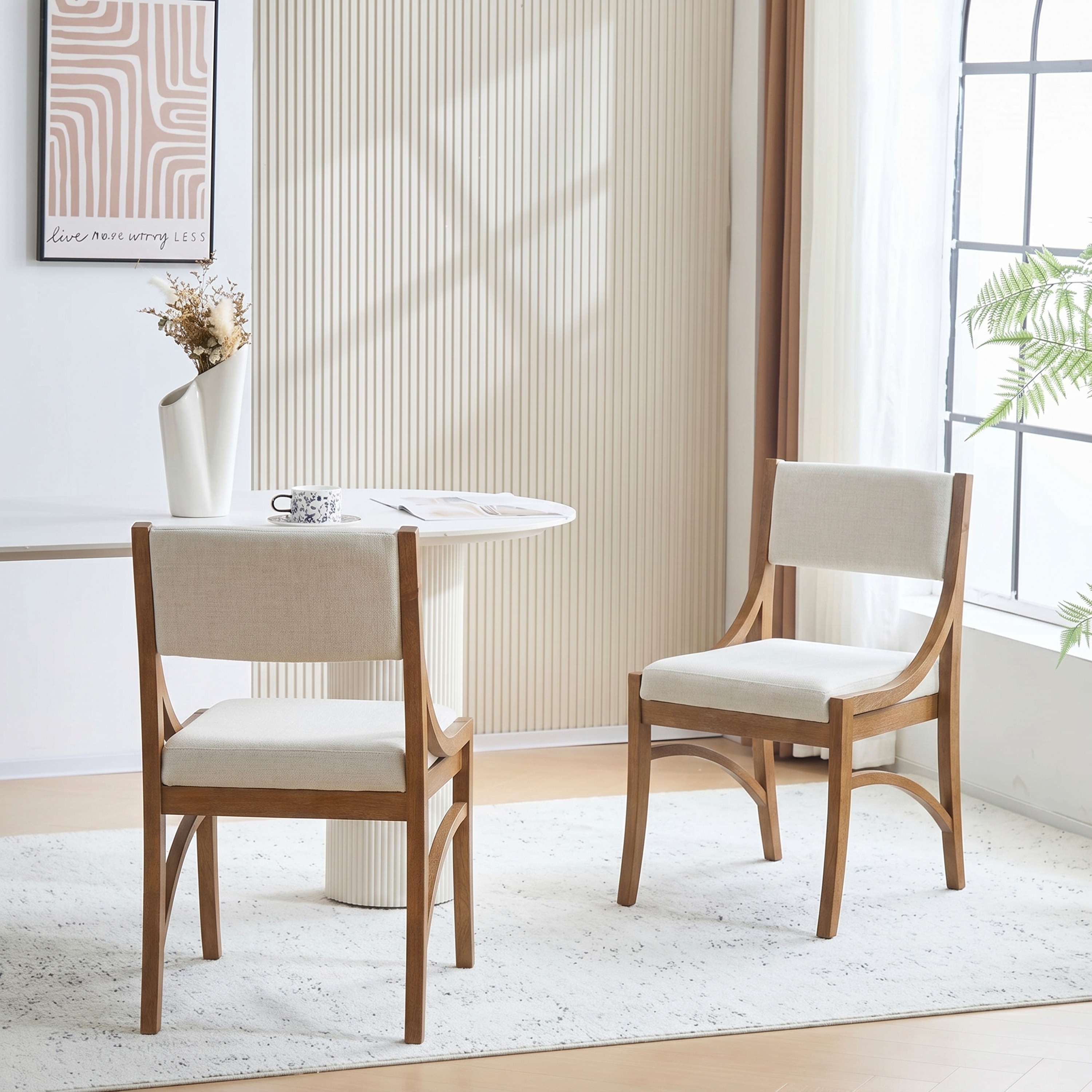Christopher Knight Home - Brighton Set of 2 Upholstered Fabric Dining Chairs with Rubber Wood Frame & Ergonomic Seating