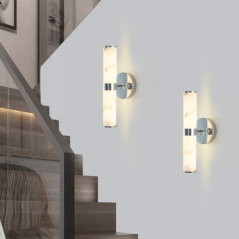 Modern Resin Imitation Marble Texture Wall Light with Iron Frame,Set of 2