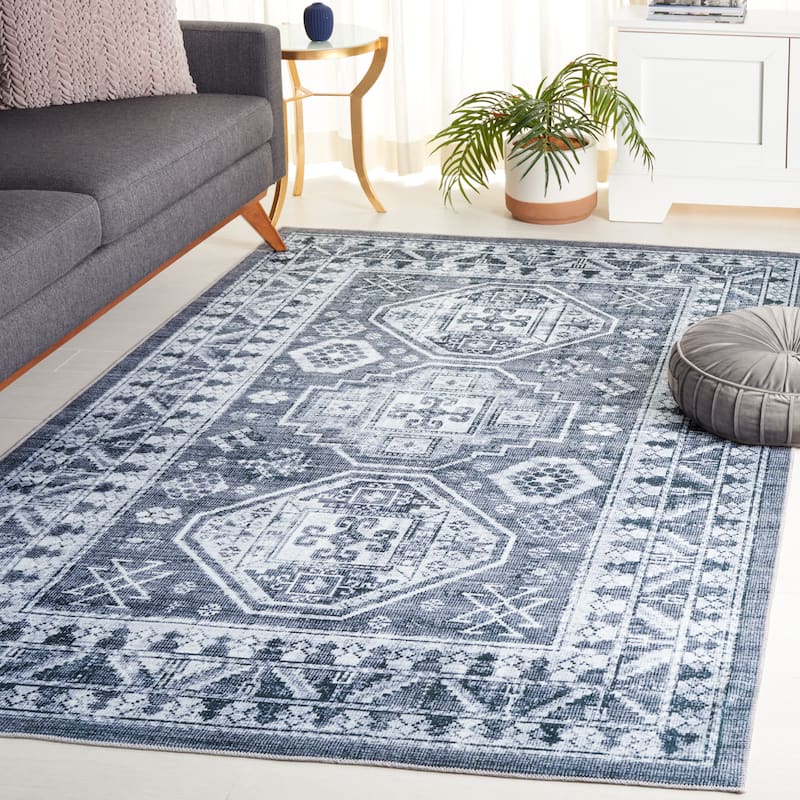 SAFAVIEH Arizona Josepha Machine Washable Slip Resistant Vintage Oriental - 6' x 9' - Grey Green/Ivory - Rectangle