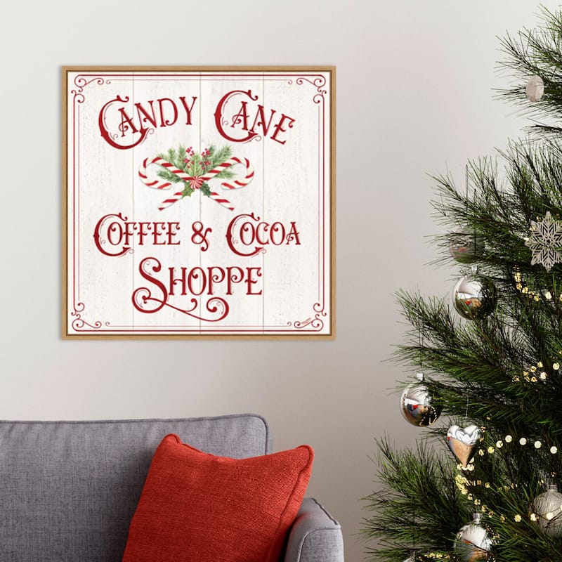 Vintage Christmas Signs ICandy Cane Coffee by Tara Reed Canvas Art