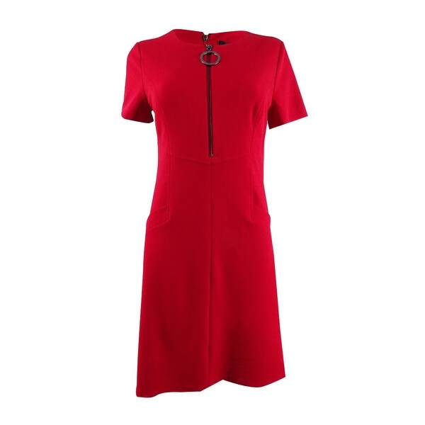 Shop Dkny Women S Zip Front Fit Flare Dress 6 Scarlet Scarlet 6 On Sale Overstock