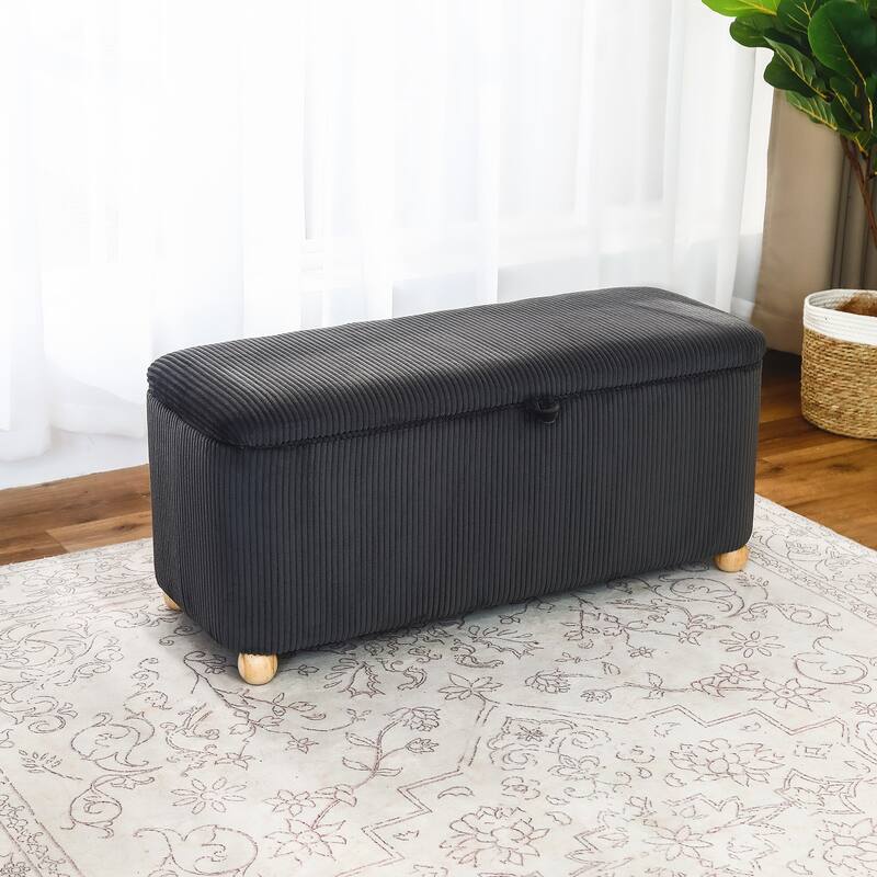 Adeco Storage Ottoman End of Bed Bedroom Entryway Bench