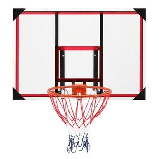 PC Transparent Board 110*75cm Red And White Steel Edging Wall-Mounted Adult Maximum Applicable 7# Ball Backboard - 3.31 x 29.53