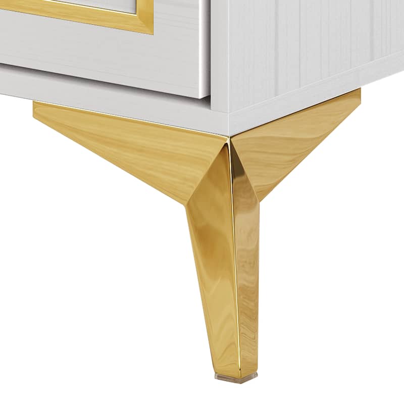 CraftPorch Contemporary Nightstand with 2 Drawers In White