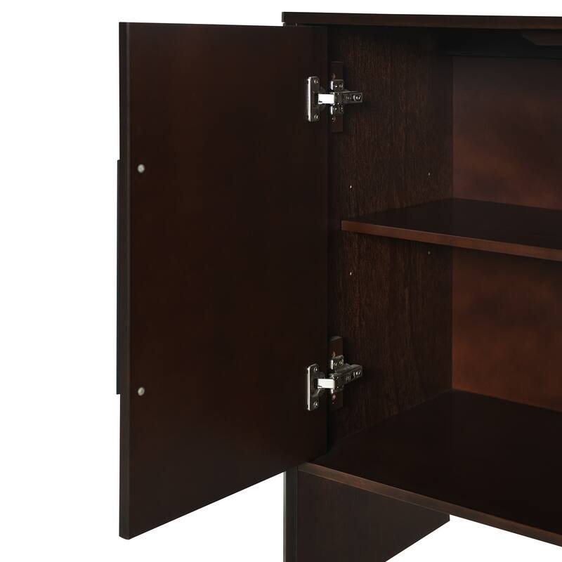 Sideboard Cabinet with Adjustable Shelves, Wooden Storage Cabinet with Long Handles, Kitchen Buffet Cabinet with 4 Door