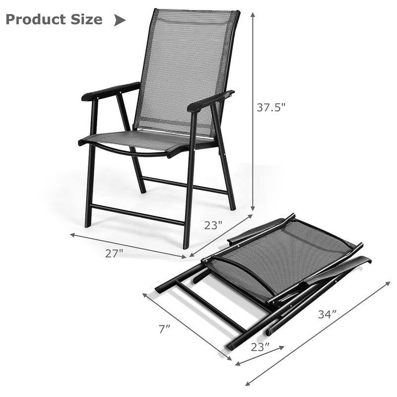 Set of 2 Patio Folding Chairs Camping Deck Dining Chair