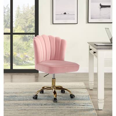 Office Chair in Rose Quartz Velvet & Gold Finish