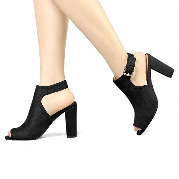 peep toe high heel booties