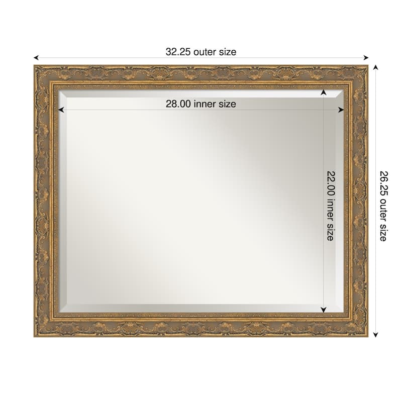 Filigree Beveled Framed Wall Mirror - 32 x 26 in - Filigree Gold