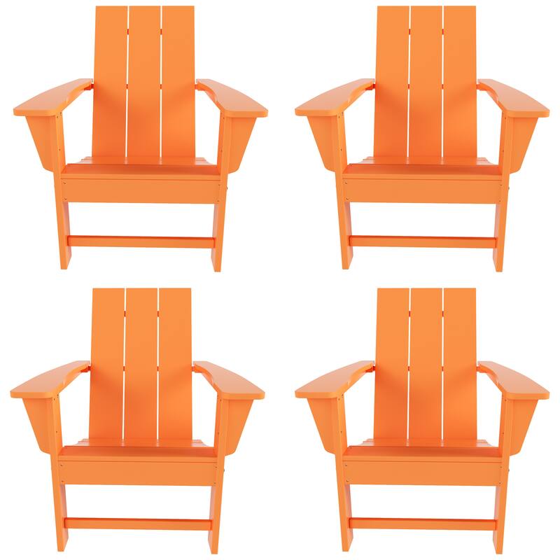 Polytrends Shoreside Modern Poly Folding Eco-Friendly All Weather Adirondack Chair (Set of 4)