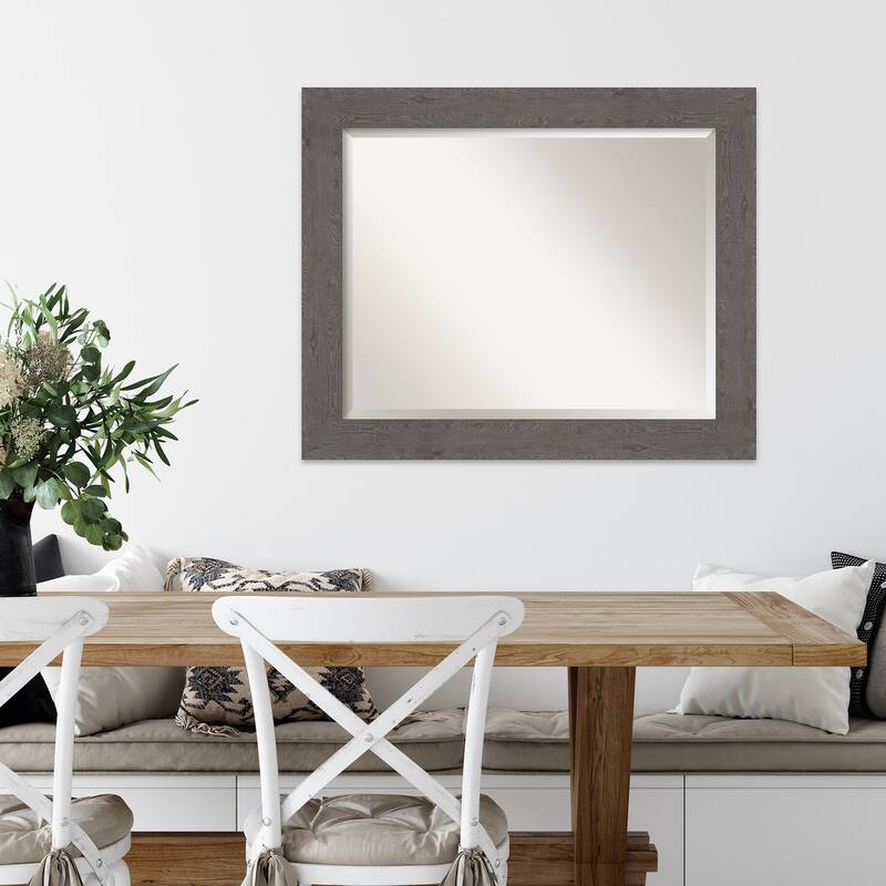 Beveled Wall Mirror - Rustic Plank Espresso Frame