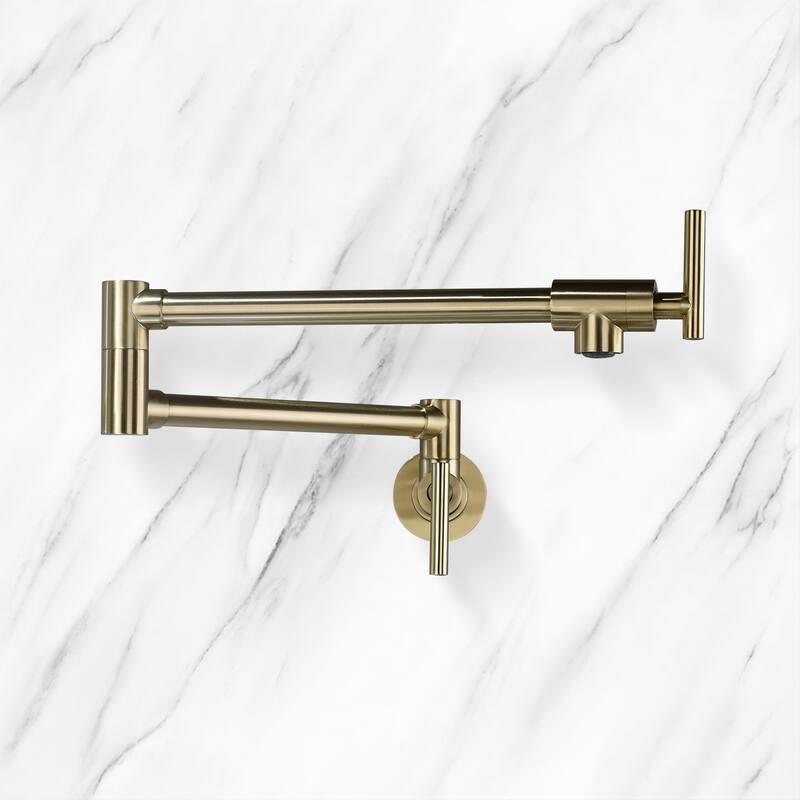 YASINU Contemporary 2-Handle Wall Mounted Pot Filler - Brushed Gold