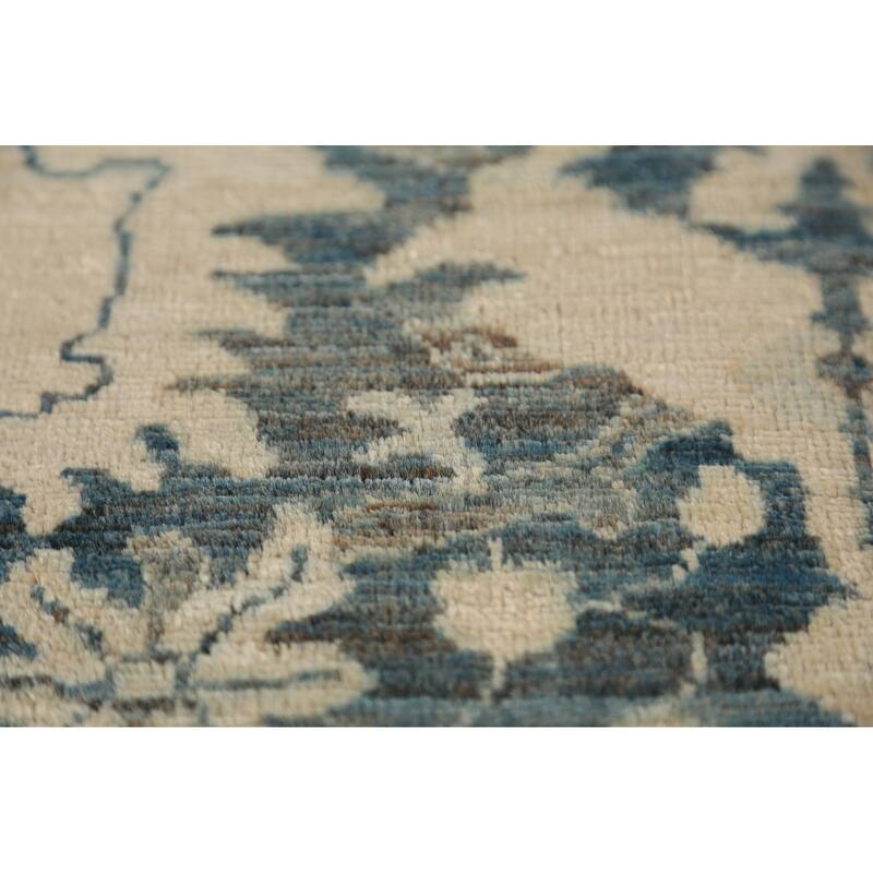 Blue Vegetable Dye Ziegler Oriental Area Rug Hand-Knotted Wool Carpet - 8'4"x 9'9"