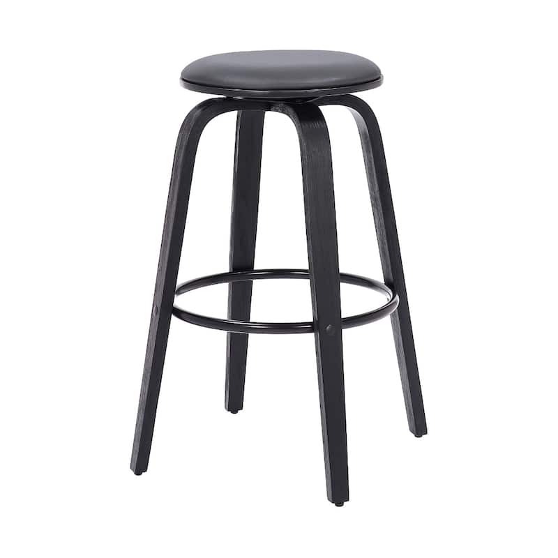 Fabric Backless Counter Height Swivel Bar Stool with Walnut Iron Frame